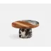 Austin Black Swirled, Cake Stand, Resin/Natural Teak, Small