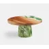 Austin Green Swirled, Cake Stand, Resin/Natural Teak, Large