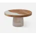 Austin White Swirled, Cake Stand, Resin/Natural Teak, Large