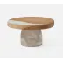 Austin White Swirled, Cake Stand, Resin/Natural Teak, Small