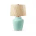 Aksel Pacific Teal Lamp with Shade 17-inch Papyrus with Gold