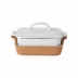 Ensemble White Gift Rectangular Covered Casserole W/ Cork Tray 9.75'' x 5.75'' H4.75'' | 29 Oz.