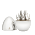 MOOD Silverplated 24-Piece Party Flatware Set With Storage Capsule (6x each: butter spreaders, versine spoons, appetizer/cake forks, cocktail picks)
