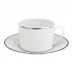 Albi Tea Cup And Saucers Porcelain Platinum