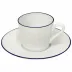 Beja White & Blue Tea Cup & Saucer 4.5'' X 3.5'' H2.75'' | 6 Oz. D6.5''