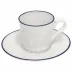 Beja White & Blue Coffee Cup & Saucer 3.5'' X 2.5'' H2.25'' | 3 Oz. D5''