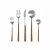 Mito Brushed Wood 5-Pc Setting (table knife, table fork, table spoon, dessert fork, dessert spoon)