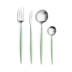 Goa Celadon Handle/Steel Matte 24 pc Set (6x Dinner Knives, Dinner Forks, Table Spoons, Coffee/Tea Spoons)