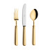 Piccadilly Gold Polished 115 pc Set Special Order (12x: Dinner Knives, Dinner Forks, Table Spoons, Coffee/Tea Spoons, Dessert Knives, Dessert Forks, Dessert Spoons, Fish Knives, Fish Forks; 1x: Soup Ladle, Serving Spoon, Serving Fork, Sauce Ladle, Pie Server, Salad Set)