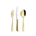 Alcantara Gold Polished 115 pc Set Special Order (12x: Dinner Knives, Dinner Forks, Table Spoons, Coffee/Tea Spoons, Dessert Knives, Dessert Forks, Dessert Spoons, Fish Knives, Fish Forks; 1x: Soup Ladle, Serving Spoon, Serving Fork, Sauce Ladle, Pie Server, Salad Set)