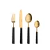 Ebony Black Handle/Gold Matte 24 pc Set (6x Dinner Knives, Dinner Forks, Table Spoons, Coffee/Tea Spoons)
