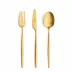 Solo Gold Matte 115 pc Set Special Order (12x: Dinner Knives, Dinner Forks, Table Spoons, Coffee/Tea Spoons, Dessert Knives, Dessert Forks, Dessert Spoons, Fish Knives, Fish Forks; 1x: Soup Ladle, Serving Spoon, Serving Fork, Sauce Ladle, Pie Server, Salad Set)