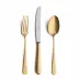 Alcantara Gold Matte 75 pc Set Special Order (12x: Dinner Knives, Dinner Forks, Table Spoons, Coffee/Tea Spoons, Dessert Knives, Dessert Forks; 1x: Soup Ladle, Serving Spoon, Serving Fork)