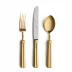 Fontainebleau Gold Matte 115-Pc Set Special Order (12X: Dinner Knives, Dinner Forks, Table Spoons, Coffee/Tea Spoons, Dessert Knives, Dessert Forks, Dessert Spoons, Fish Knives, Fish Forks; 1X: Soup Ladle, Serving Spoon, Serving Fork, Sauce Ladle, Pie Server, Salad Set)