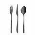 Icon Black Matte 115 pc Set Special Order (12x: Dinner Knives, Dinner Forks, Table Spoons, Coffee/Tea Spoons, Dessert Knives, Dessert Forks, Dessert Spoons, Fish Knives, Fish Forks; 1x: Soup Ladle, Serving Spoon, Serving Fork, Sauce Ladle, Pie Server, Salad Set)