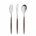 Mio Steel Brown Handle/Steel Matte 115 pc Set Special Order (12x: Dinner Knives, Dinner Forks, Table Spoons, Coffee/Tea Spoons, Dessert Knives, Dessert Forks, Dessert Spoons, Fish Knives, Fish Forks; 1x: Soup Ladle, Serving Spoon, Serving Fork, Sauce Ladle, Pie Server, Salad Set)