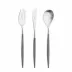 Mio Steel Grey Handle/Steel Matte 115 pc Set Special Order (12x: Dinner Knives, Dinner Forks, Table Spoons, Coffee/Tea Spoons, Dessert Knives, Dessert Forks, Dessert Spoons, Fish Knives, Fish Forks; 1x: Soup Ladle, Serving Spoon, Serving Fork, Sauce Ladle, Pie Server, Salad Set)