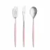 Mio Steel Pink Handle/Steel Matte 115 pc Set Special Order (12x: Dinner Knives, Dinner Forks, Table Spoons, Coffee/Tea Spoons, Dessert Knives, Dessert Forks, Dessert Spoons, Fish Knives, Fish Forks; 1x: Soup Ladle, Serving Spoon, Serving Fork, Sauce Ladle, Pie Server, Salad Set)