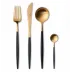 Goa Black Handle/Gold Matte 24 pc Set (6x Dinner Knives, Dinner Forks, Table Spoons, Coffee/Tea Spoons)