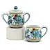 Orvieto Green Rooster Sugar And Creamer 3.5 in Rd x 3.5 high