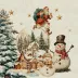 Bonhommes De Neige Vintage 50% Cotton 50% Linen Printed Napkin 18"x18"