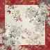 Vintage Flowers Cranberry 50% Cotton 50% Linen Printed Napkin 18"x18"