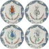 La Favorite Set Of 4 Dessert Plates Assorted 8 11/16" Dia