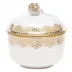Fish Scale Gold Covered Sugar With Rose 6 Oz 4 in H