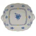 Chinese Bouquet Blue Square Cake Plate With Handles 9.5 in Sq