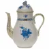Chinese Bouquet Blue Coffee Pot With Rose 36 Oz 8.5 in H