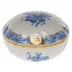 Chinese Bouquet Blue Ring Box 2.75 in D