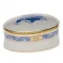 Chinese Bouquet Blue Oval Box 2.75 in L X 1.25 in H
