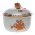 Chinese Bouquet Rust Covered Sugar With Rose 10 Oz 4 in H