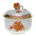 Chinese Bouquet Rust Covered Sugar With Rose 4 Oz 3.25 in H