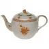 Chinese Bouquet Rust Tea Pot With Rose 60 Oz 6.5 in H