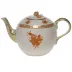 Chinese Bouquet Rust Tea Pot With Rose 36 Oz 5.5 in H