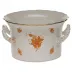 Chinese Bouquet Rust Cachepot With Handles 6.25 in H X 10.25 in D