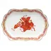 Chinese Bouquet Rust Mini Scalloped Tray 4.25 in L X 3 in W