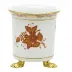 Chinese Bouquet Rust Mini Cachepot With Feet 3.75 in L X 4 in H