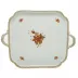 Chinese Bouquet Rust Square Tray With Handles 12.75 in L X 12.75 in W