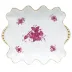 Chinese Bouquet Raspberry Small Dish With Pearls 5.75 in L X 6.75 in W