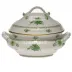 Chinese Bouquet Green Tureen With Branch Handles 4 Qt 10 in H
