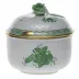 Chinese Bouquet Green Covered Sugar With Rose 6 Oz 4 in H