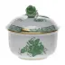 Chinese Bouquet Green Covered Sugar With Rose 4 Oz 3.25 in H