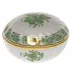 Chinese Bouquet Green Ring Box 2.75 in D