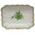 Chinese Bouquet Green Oblong Dish 7.25 in L X 5.5 in W