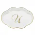 Scalloped Tray With Monogram Gold 5.5 in L