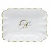 Oblong Dish With Monogram Gold 7.25 in L X 5.5 in W