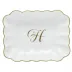 Oblong Dish With Monogram Gold 7.25 in L X 5.5 in W