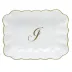 Oblong Dish With Monogram Gold 7.25 in L X 5.5 in W